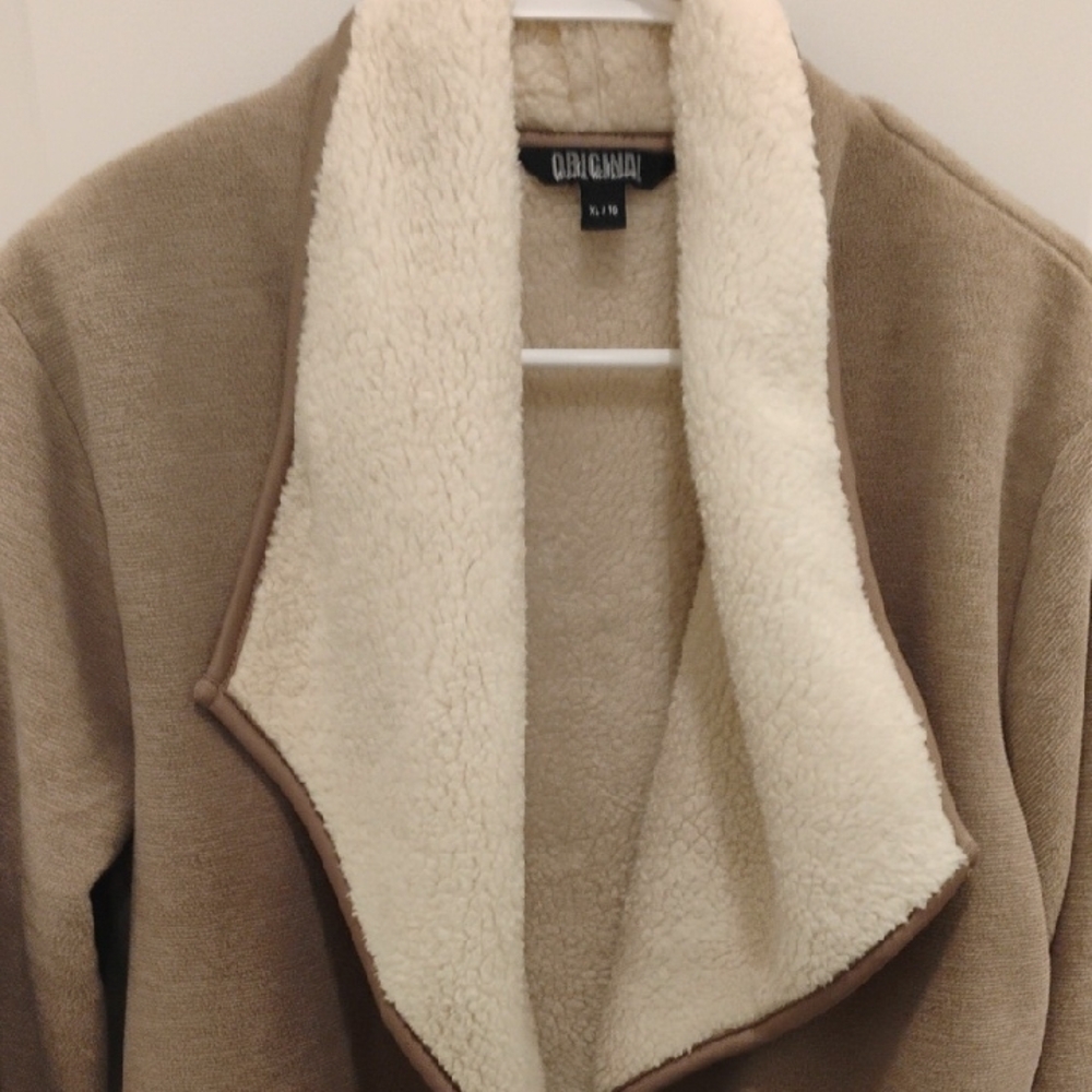 Original Nicole Miller Cozy Beige and Cream Sherpa Jacket Women's XL - Picture 4 of 7